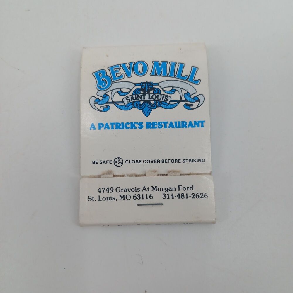 Vintage Bevo Mill St Louis MO Matchbook A Patrick's Restaurant Gravois Ave